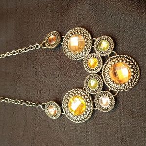 Autumn Colored Rhinestone Silver-tone Necklace